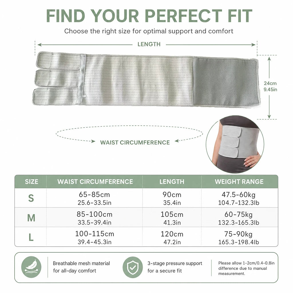 Size guide: waist circumference, length and weight range for each size