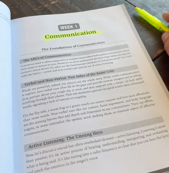 Inside the book: Week 1, Communication, covering verbal and non-verbal cues and active listening