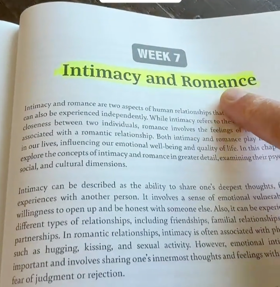 Inside the book: Week 7, Intimacy and Romance, the final week of the programme