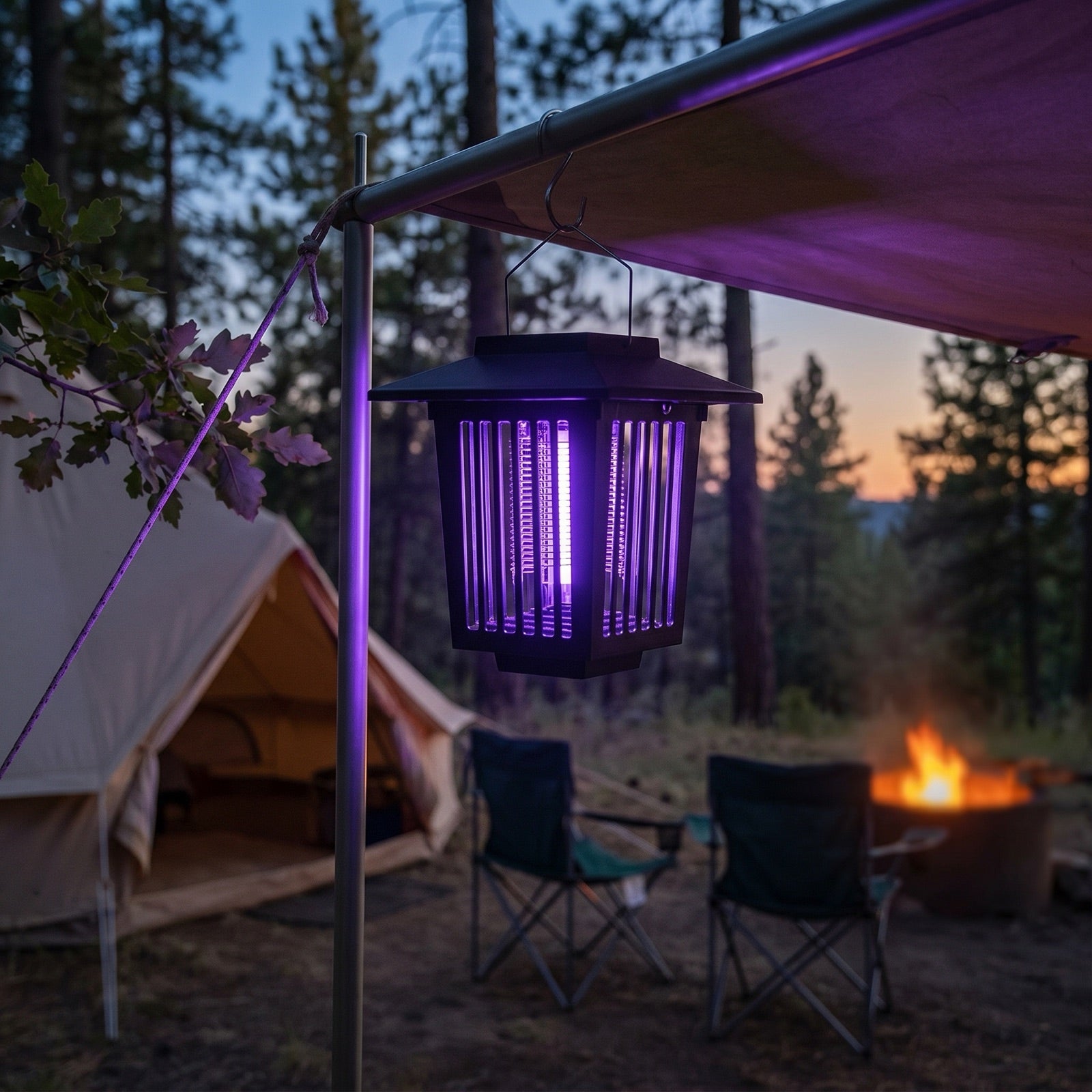BugZap hanging at a campsite