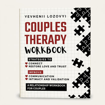 Couples Therapy Workbook paperback, front cover, by Yevhenii Lozovyi