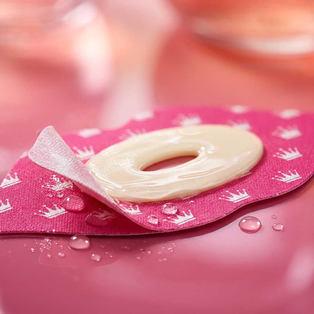 Mouth tape hydrogel core macro with serum droplets