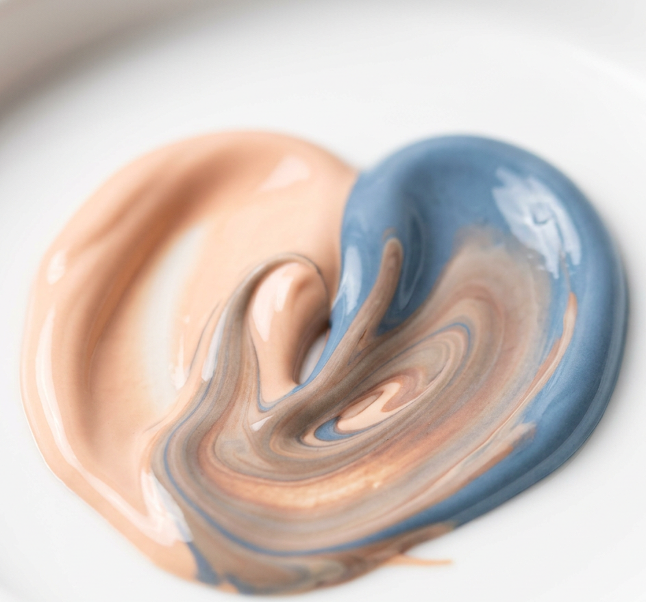 Peach cancels blue - color theory